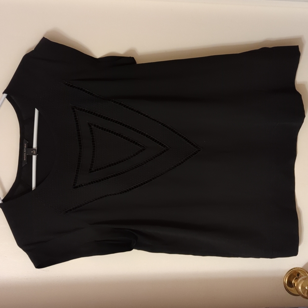 Banana Republic black blouse with cutouts